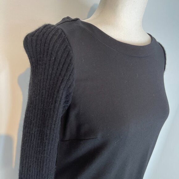 LOFT Black Dress with Sweater Sleeves size 4 - Picture 4 of 5